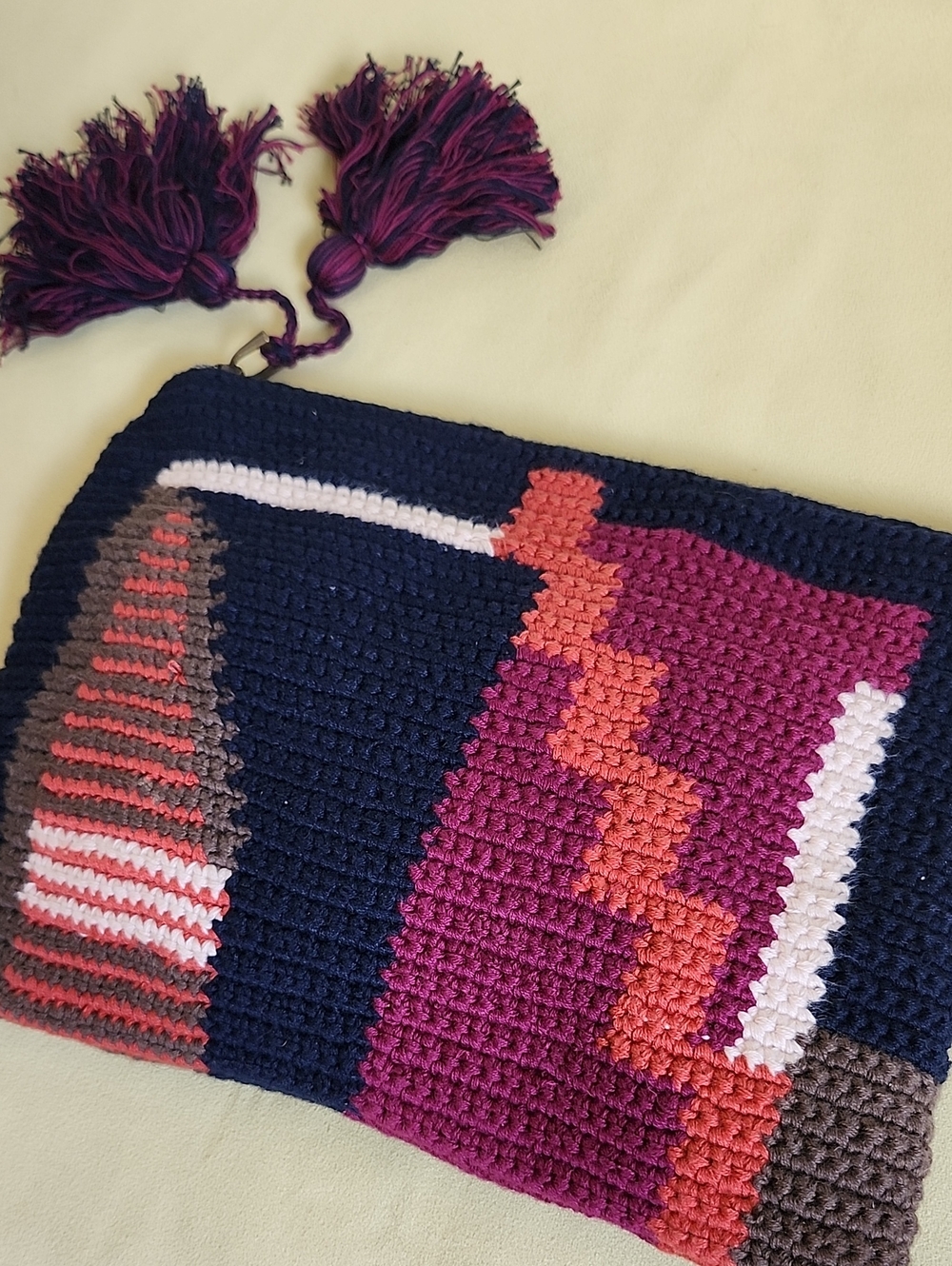 LOFT OUTLET Bohemian Geometric Multi-Colored Crochet Clutch Wristlet